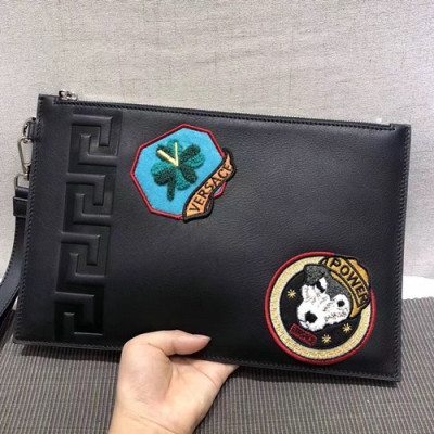 Versace Leather Clutch Bag,30CM - 베르사체 레더 남성용 클러치백 ,VERB0041,30CM,블랙