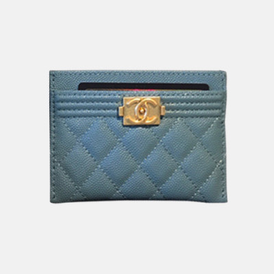 Chanel 2018 Ladies Boy Cavier Card Purse - 샤넬 여성 신상 캐비어 카드지갑 Cnl0085x.11CM 블루