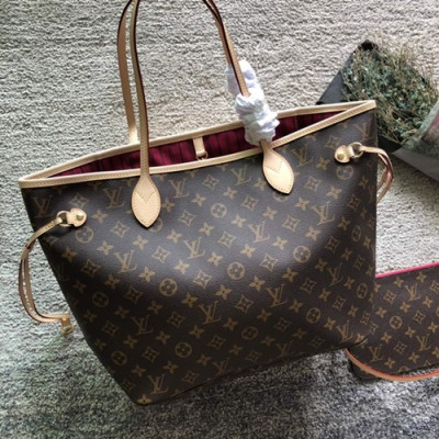 Louis Vuitton Never Full Monogram Tote Shoulder Shopper Bag,32/40cm - 루이비통 네버풀 모노그램 토트 숄더 쇼퍼백 M40995,LOUB0557 ,32/40cm,브라운+진핑크