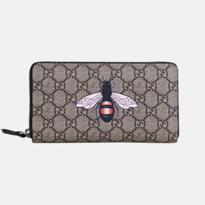 Gucci 2019 Mens Supreme Honeybee Leather Zippy Long Wallet 451273 - 구찌 수프림 꿀벌 지피 장지갑 Guc0534x.19CM