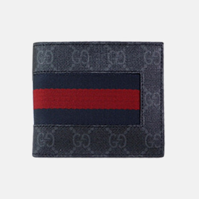 Gucci 2019 Mens Signature Web Detail Bifold Wallet 408827 - 구찌 시그니처 웹디테일 2단지갑 Guc0535x.12CM.네이비