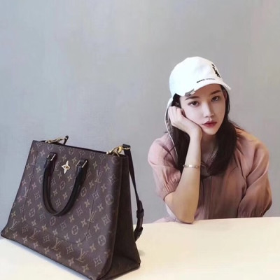 Louis Vuitton MonogramTote Shoulder Bag,34cm - 루이비통 모노그램 토트 숄더백 LOUB0752,34cm,브라운+블랙