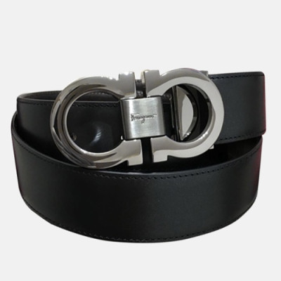 Ferragamo 2019 Mens Claasic Leather Belt - 페라가모 남성 업그레이드 클래식 레더 벨트 Fer0086x.Size(3.5CM)블랙실버버클