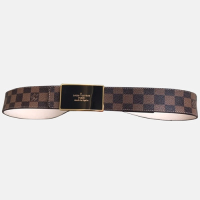 Louis vuitton 2019 Mens Damier Logo Leather Belt M0132 - 루이비통 남성 다미에 로고 레더 벨트 Lou0705x.Size(4.0cm).브라운금장