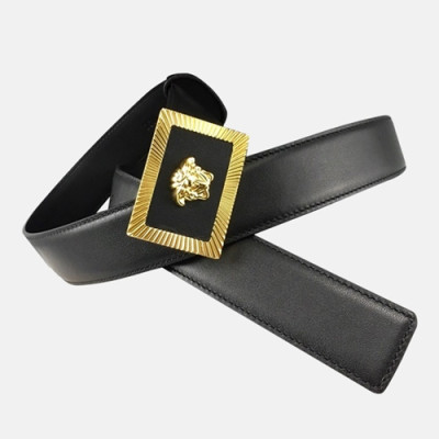 Versace 2019 Collection Mens Medusa Steel Buckle Leather Belt- 베르사체 컬렉션 남성 메두사 스틸 버클 레더 벨트 Ver0109x.Size(3.5cm).블랙금장