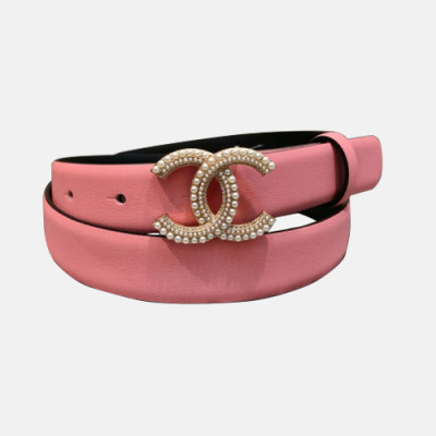 Chanel 2019 Ladies CC Pearl Buckle Leather Belt - 샤넬 여성 CC 진주 버클 레더 벨트 Cnl0135x.Size(2.5CM).핑크