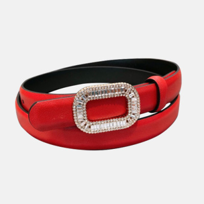 Roger Vivier 2019 Ladies Signature Juwel Buckle Leather Belt - 로저비비에 여성 시그니처 쥬얼리 버클 레더 벨트 Rog0052x.Size(2.0CM).레드