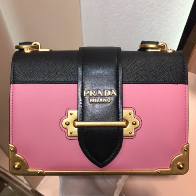 Prada Cahier Leather Shoulder Bag,20cm - 프라다 카이에 레더 여성용 숄더백 ,1BD045-4,20cm,핑크