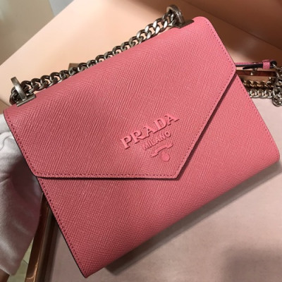 Prada Monochrome Chain Shoulder Bag,21cm - 프라다 모노크롬 체인 숄더백 ,1BD127-8,21cm,핑크