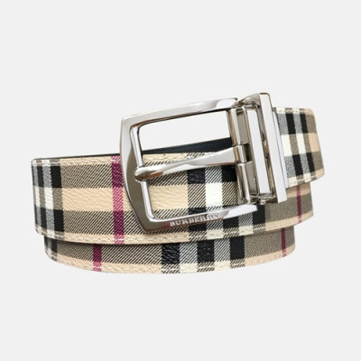 Burberry 2018 London Signature Mens Leather Belt - 버버리 남성 런던 시그니처 레더 벨트 Bur0396x.Size(3.5CM).베이지체크은장