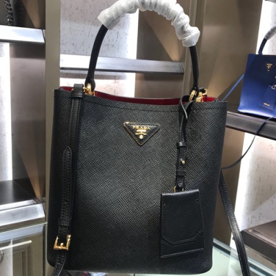 Prada Double Saffiano Tote Shoulder Bag,23cm - 프라다 여성용 두블레 사피아노 토트 숄더백 ,1BA212-3,23cm,블랙