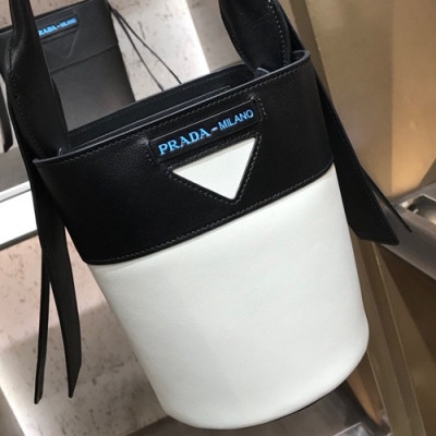 Prada 2019 Leather Mini Bucket Tote Shoulder Bag,20cm - 프라다 2019 레더 미니 버킷 토트 숄더백 ,1BE015-2,20cm,화이트