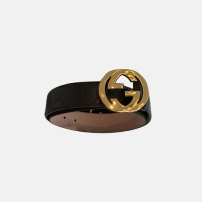 [매장판]Gucci 2019 Mens GG Buckle Leather Belt - 구찌 신상 남성 GG 버클 레더 벨트 Guc0634x.Size(4.0cm).브라운금장