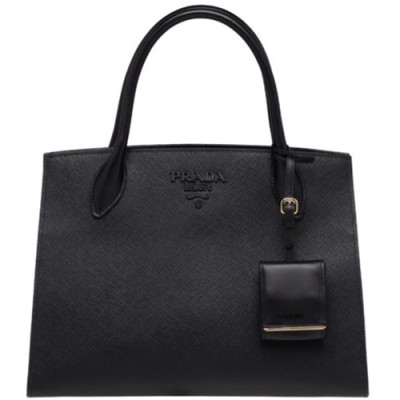 Prada Monochrome Tote Shoulder Bag,33cm - 프라다 모노크롬 여성용 토트 숄더백 ,1BA156-8,33cm ,블랙