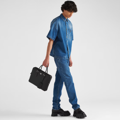 Prada Saffiano Mens Business Bag ,39CM - 프라다 사피아노  남성용 서류가방 39CM,블랙
