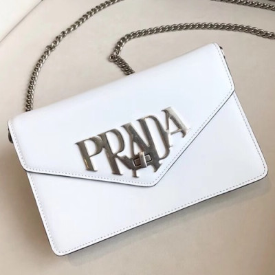 Prada Logo Chain Shoulder Bag,22cm - 프라다 로고 체인 숄더백 ,1BD097-1,22cm,화이트