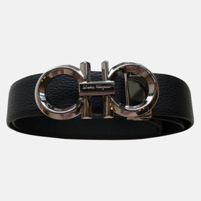 Salvatore Ferragamo 2019 Mens Gancio Leather Belt - 살바토레 페라가모 남성 간치니 레더 벨트 Fer0125x.Size(3.5CM).블랙은장