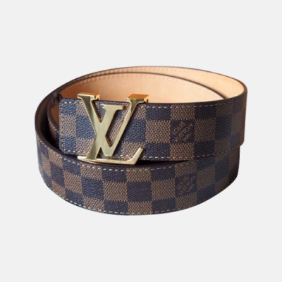 Louis vuitton 2019 Mens Damier Initial Logo Leather Belt - 루이비통 남성 다미에 이니셜 로고 레더 벨트 Lou0731x.Size(4.0cm).브라운금장