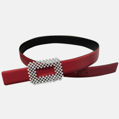 Roger Vivier 2019 Ladies Leather Satin Belt - 로저비비에 여성 새틴 레더 벨트 Rog0025x.Size(3.0cm).레드