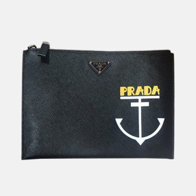 Prada 2019 Saffiano Mens Clutch Bag ,28CM - 프라다  2019 사피아노 남성용 클러치백 2NG005-17,28CM,블랙