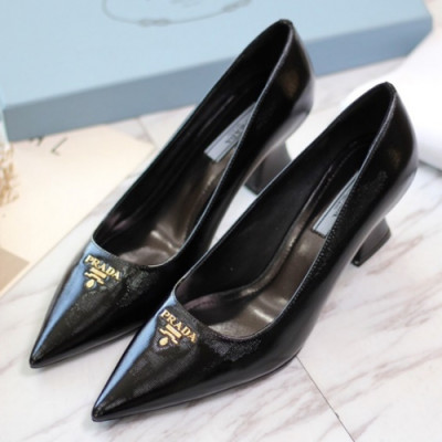 Prada 2019 Ladies Steel Logo Leather Pumps - 프라다 여성 스틸 로고 레더 펌프스 Pra0447x.Size(225 - 250).블랙