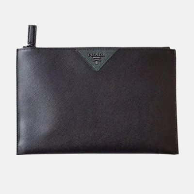 Prada Saffiano Mens Clutch Bag ,28CM - 프라다 사피아노 남성용 클러치백 2NG05V-1,28CM,블랙+카키