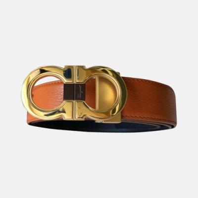 Salvatore Ferragamo 2019 MM/WM Gancio Leather Belt - 살바토레 페라가모 남자 간치오 레더 벨트 Fer0134x.Size(3.5CM).오렌지금장