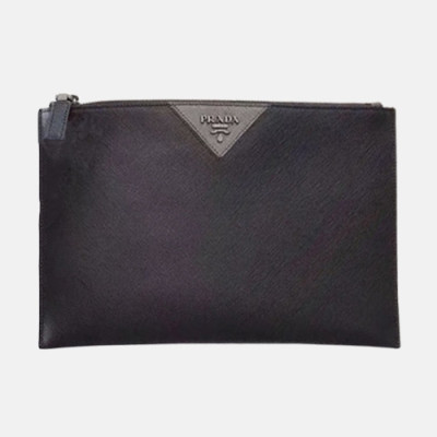 Prada Saffiano Mens Clutch Bag ,28CM - 프라다 사피아노 남성용 클러치백 2NG05V-4,28CM,블랙+그레이