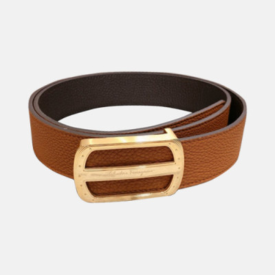 Salvatore Ferragamo 2019 Mens Box Logo  Leather Belt - 살바토레 페라가모 남성 박스로고  레더 벨트 Fer0138x.Size(3.5CM).오렌지금장