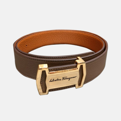 Salvatore Ferragamo 2019 Mens Box Logo Togo Leather Belt - 살바토레 페라가모 남성 박스로고  레더 벨트 Fer0142x.Size(3.5CM).오렌지금장