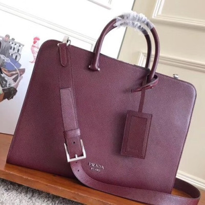 Prada Saffiano Mens Business Bag ,38CM - 프라다 사피아노 남성용 서류가방 2VN006-4,38CM,와인