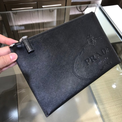 Prada Saffiano Mens Clutch Bag ,28CM - 프라다 사피아노 남성용 클러치백 2NG005-23,28CM,블랙