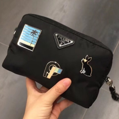 Prada 2018 Nylon Pouch Clutch Bag ,17CM - 프라다 2018 나일론 남여공용 파우치 클러치백,1NE021,17CM,블랙