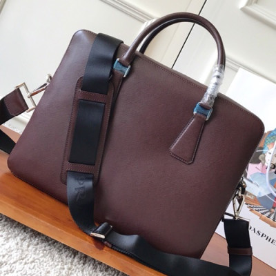 Prada Saffiano Mens Business Bag ,36CM - 프라다 사피아노  남성용 서류가방 2VE363-17 ,36CM,와인