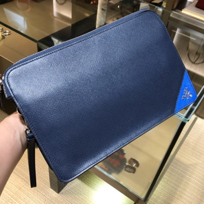 Prada Saffiano Mens Clutch Bag ,26.5CM - 프라다 사피아노 남성용 클러치백 2VF056-12,26.5CM,네이비+블루