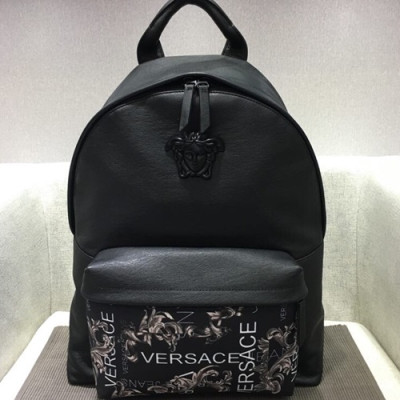 Versace 2019 Leather Back Pack,41CM - 베르사체 2019 레더 남성용 백팩 ,VERB0052,41CM,블랙