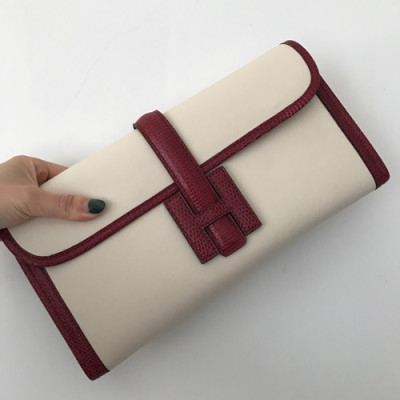 Hermes Jige Swift & Lizard Leather Clutch Bag ,29cm - 에르메스 지제 스위프트 & 리저드 레더 여성용 클러치백  HERB0554,29cm,베이지