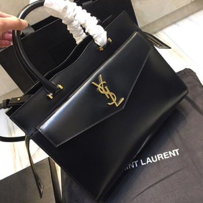 Saint Laurent 2019 Uptown Leather Tote Shoulder Bag,31cm - 입생로랑 2019 여성용 업타운 레더 토트 숄더백 557653, SLB0283,31cm,블랙