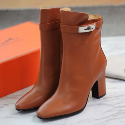 Hermes 2019 H-kelly Ladies Leather Ankel Boots - 에르메스 여성 켈리 레더 앵클부츠 Her0121x.Size(225 - 245).브라운