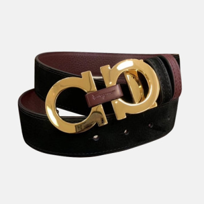 Salvatore Ferragamo 2019 Mens Business Gancini Buckle Leather Belt - 살바토레 페라가모 남성 비지니스 간치니 버클 레더 벨트 Fer0168x.Size(3.5cm).블랙금장