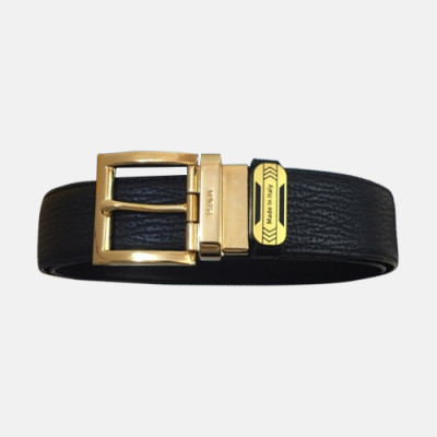 Prada 2019 Mens Classic Logo Business Leather Belt - 프라다 남성 신상 클래식 로고 비지니스 레더 벨트 Pra0470x.Size(3.5cm).블랙금장