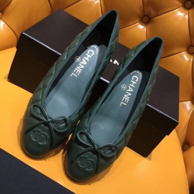 Chanel 2018 Ladies Classic CC Logo Ballet Shoes - 샤넬 여성 클랙식 CC 로고 발렛 슈즈 Cnl0241x.Size(225 - 255).그린