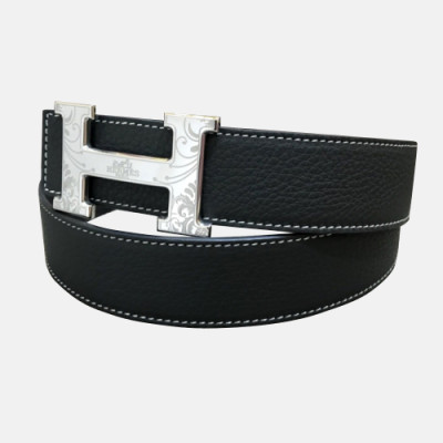 Hermes 2019 Mens Business Initial Logo Togo Leather Belt - 에르메스 남성 비지니스 이니셜 로고 토고 가죽 벨트 Her0132x.Size(3.8cm).블랙은장