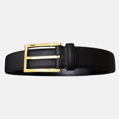 Prada 2019 Mens Classic Logo Business Leather Belt - 프라다 남성 신상 클래식 로고 비지니스 레더 벨트 Pra0472x.Size(3.5cm).2컬러(블랙금장/블랙은장)