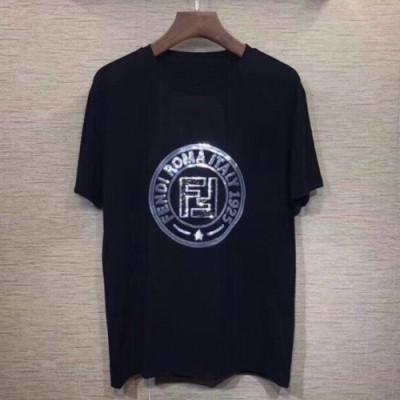 Fendi 2019 Mens Initial Logo Cotton Short Sleeved Tshirt - 펜디 남성 이니셜 로고 반팔티 Fen0129x.Size(s - 2xl).2컬러(블랙/화이트)