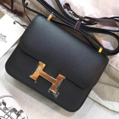 Hermes Constance Epsom Leather Shoulder Bag,14cm - 에르메스 콘스탄스 엡송 레더 여성용 숄더백 HERB0599, 14cm,블랙(금장)