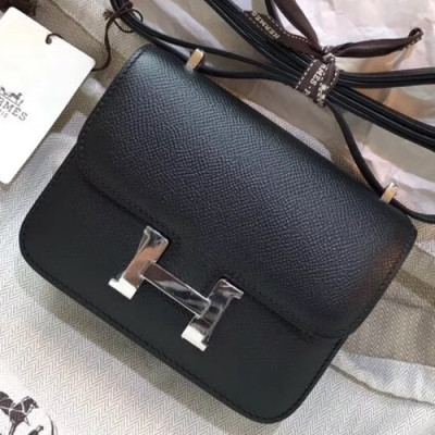 Hermes Constance Epsom Leather Shoulder Bag,14cm - 에르메스 콘스탄스 엡송 레더 여성용 숄더백 HERB0600, 14cm,블랙(은장)