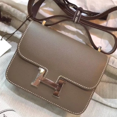 Hermes Constance Epsom Leather Shoulder Bag,14cm - 에르메스 콘스탄스 엡송 레더 여성용 숄더백 HERB0601, 14cm,그레이(은장)