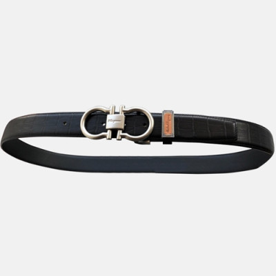 Salvatore Ferragamo 2019 Mens Gancini Buckle Leather Belt - 살바토레 페라가모 남성 간치니 버클 레더 벨트 Fer0192x.Size(3.5cm).블랙은장