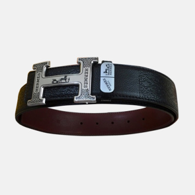 Hermes 2019 Mens Business Initial Logo Togo Leather Belt - 에르메스 남성 비지니스 이니셜 로고 토고 가죽 벨트 Her0136x.Size(3.4cm).블랙은장